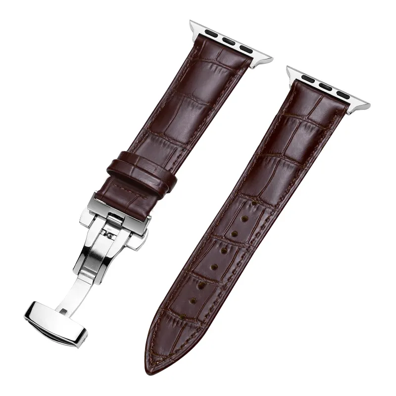 Best Sellers Charm Leather Watch Straps Loop For Genuine Leather 41mm 45mm Apple Watch Black Band Luxury Bracelet