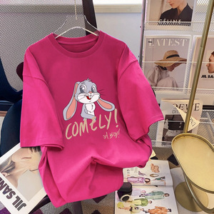 Large Size Cotton Women's T-shirt Summer Loose Casual <strong>Cute</strong> Cartoon Printed Top Round Neck Plus Size Women's Short-sleeved <strong>Tshirt</strong> - Product Image 1