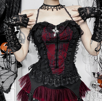 Débardeur sexy pour femme, style Y2K vintage, sans manches, à lacets, lingerie cosplay, élégant, grunge, 100% polyester, pour robes de soirée