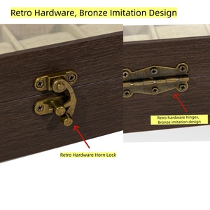 Caja de Almacenamiento para Relojes de Madera Retro con 10 Ranuras, Interior de Lino Fino y Tapa de Cristal - Product Image 6