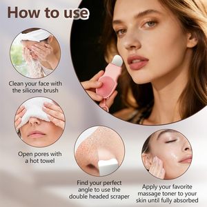 Outil de nettoyage des points noirs à double tête personnalisé en usine, brosse nettoyante faciale en silicone pour massage manuel et exfoliation du visage - Product Image 5