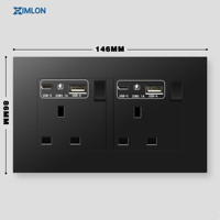Interrupteurs muraux en plastique noir XIMLON, modernes et luxueux, de haute qualité, les plus vendus, double pôle, 3 voies, 20A, 1/2/3/4 gang, USB 50000