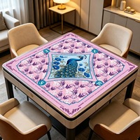 Tapis de mahjong personnalisé de style chinois avec motif paon, antidérapant, lavable, avec sac de rangement, vente en gros OEM