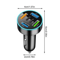Cargador de Coche de 250W con 5 Puertos, Carga Rápida PD QC3.0, Adaptador de Cargador de Teléfono USB C para Coche con Indicador de Voltaje para iPhone, Samsung, Huawei, Xiaomi