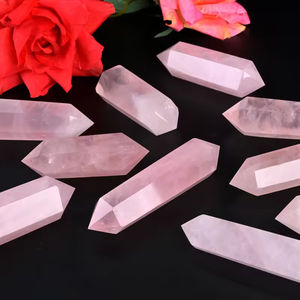 Vente en gros de baguettes de cristal de quartz rose naturel à double pointe polies, tours de cristal de guérison pour la décoration intérieure et les cadeaux - Product Image 2