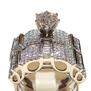 Anillo de Diamantes Simulados con Ocho Corazones y Ocho Flechas, Estilo Europeo Americano, Anillo de Compromiso con Circonita - Product Image 2