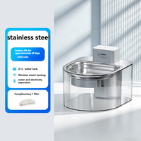 Fontaine à eau pour animaux de compagnie de grande capacité 3,1 L avec dessus en acier inoxydable, ultra silencieuse, facile à nettoyer, filtres sans BPA inclus