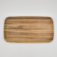 Plateau de service rectangulaire en mélamine imitation bois de 13 pouces avec bord arrondi pour restaurant et usage domestique