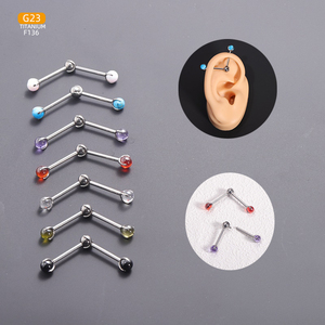 YW nuevo diseño G23 titanio dos vías bola móvil girar pendientes espiral cuerpo Piercing joyería 1, 6X14MM tamaño al por mayor - Product Image 6