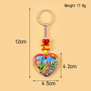 Llavero de Resina y Metal con Bandera Española, Corazón, Búho y Sagrada Familia, Recuerdo de <span class=keywords><strong>Barcelona</strong></span>, Regalo de Viaje - Product Image 6