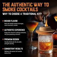 Kit de Ahumador para Cócteles de Whisky - Virutas de Madera de Roble Premium de EE. UU., Sirope Old Fashioned, 8 Sabores, Combustible de Butano, Caja de Regalo de Madera