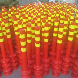 Poteau de signalisation Angcheng PE 75 cm, rouge et bleu, réfléchissant, anti-collision, barrière routière, colonne d'isolation de sécurité - Product Image 4