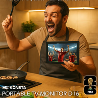 Téléviseur LED LCD portable 15,4 pouces, Smart TV Android 16:9 300cd/m² DVB-C/T/T2 ATSC ISDB pour les matchs de football, utilisation en extérieur