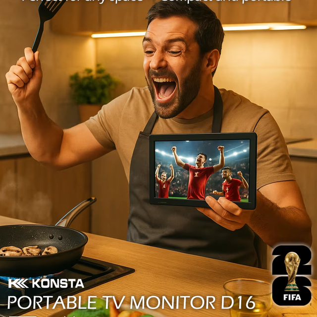 Portable LED LCD TV 15.4 Inch Android Smart TV 16:9 300cd/m² DVB-C/T/T2 ATSC ISDB for Football Match Outdoor Use