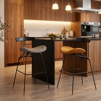 Chaise de bar en fer de style nordique moderne et simple avec revêtement en cuir PU, design confortable et stable pour la salle à manger à domicile, chaise haute