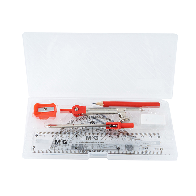 M & G Excellent Math Set Compass 7 Pcs Set PP Box School Stationery Supply Math Compass Set