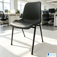 Chaise en plastique empilable avec pieds en acier thermolaqué, chaise de formation, de conférence, de usage commercial
