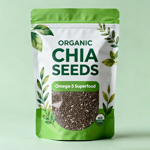 Sacchetto Stand-up Personalizzato per Semi di Chia Biologici, Alimento Proteico Completo, Confezione in Plastica Mylar - Product Image 2