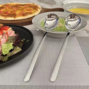 <b>Hammered</b> Korean Style Round Spoon Stainless Steel Extra Long Handle Dessert Cooking Spoon Household Use 2 Pieces - Product Image 2