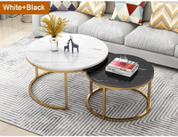 Table basse nordique moderne, ensemble de Table à thé Simple, petite Table d'appartement de luxe légère, blanche et noire