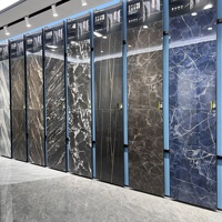 Fabricant Carreaux de Pierre Noire de Luxe, Dalles de Sol et Mur en Marbre Brillant 750x1500, KTV, Hôtel, Carreaux de Sol Vente en Gros Usine