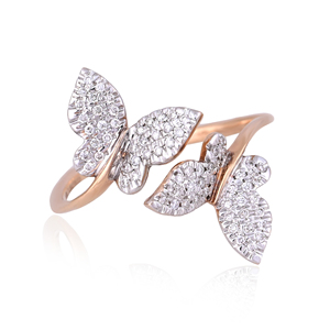 Joyería de diamantes premium, anillo de diamantes en oro rosa y blanco de 18 quilates |   Anillo de Joyería Fina con Diamante Natural de Corte Redondo HI VS-SI para Damas - Product Image 4