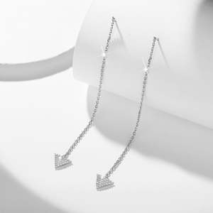 Boucles d'oreilles pendantes Ruizan Fashion en moissanite triangulaire avec argent sterling pour les soirées - Product Image 4