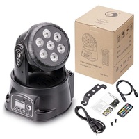 Luces Móviles de Cabeza con 7 LEDs RGBW de 70W, Mini Luces para DJ, Discotecas y Bares, con Control DMX512, Movimiento Pan/Tilt