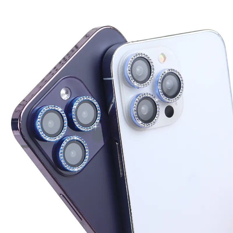 apple 14 series individual cleat ring diamonds full cover tempered glass camera lens protector for iphone 12 13 14 pro max