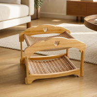 Lit pour chat à double étage, griffoir en sisal, maison pour chat en MDF, grand espace pour plusieurs chats avec rideau amovible, mobilier pour animaux de compagnie d'intérieur