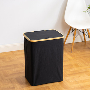 Collapsible Dirty Clothes Hamper with Handle Closet Storage <strong>Bin</strong> for Bedroom Bathroom Dorm - 66L <strong>Laundry</strong> Basket with Lid <strong>Black</strong> - Product Image 3