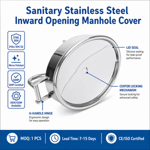 Coperchio Sanitario in Acciaio Inox per Uso Alimentare Certificato ROHS, Modello CNJS <span class=keywords><strong>YAC</strong></span>, Resistente a 0,4 MPa, Personalizzabile - Product Image 4
