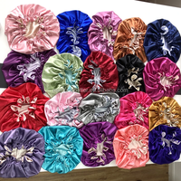 Gorros de Satén de Doble Capa, Suaves y de Lujo, Ajustables y Reversibles, en 50 Colores, para Cabello Rizado Natural, para Viajes y Uso Diario