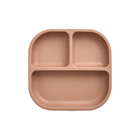 Assiette carrée pour tout-petits avec logo personnalisé Eversoul, en silicone, 3 compartiments, assiette à ventouse divisée pour l'alimentation des bébés