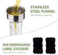 Bouteille Distributrice d'Huile d'Olive 500ml (17oz) avec 2 Becs Verseurs en Acier Inoxydable, Étiquettes, Brosse et Entonnoir pour Cuisine