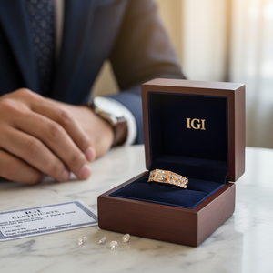 Anillo de Oro de 14 Quilates Certificado por IGI para Hombre con Diamante Natural de Corte Brillante Redondo de 0.33 ct (Color G) Chapado en Rodio - Product Image 3