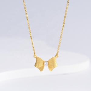custom plata 925 sterling silver ladies elegant necklace minimalist vintage summer 18k gold plated <b>bow</b> fine pendant necklaces - Product Image 5