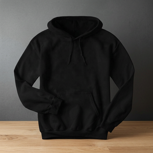Sudadera con Capucha Negra para Hombre, Corte Regular, Tejido French Terry, Informal, con Bolsillo Canguro - Product Image 3