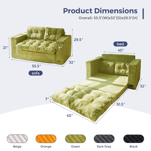 Divano letto convertibile in velluto a coste con ciuffo reclinabile in schiuma di riempimento in stile fattoria divano <span class=keywords><strong>da</strong></span> pavimento per magazzino domestico minimalista - Product Image 4