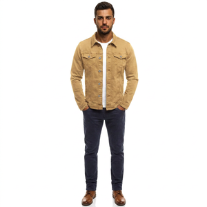 Men's Vintage <b>Slim</b> <b>Fit</b> Hooded Denim <b>Jacket</b> 100% Cotton Breathable Stand Collar Zipper Closure - Product Image 1