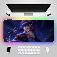 Tapis de souris en cuir PU écologique de haute qualité avec charge sans fil, lumières LED RGB personnalisées, dessins animés japonais