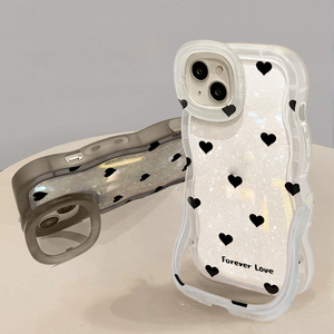 Coque de téléphone portable en TPU à bords ondulés avec double support invisible et motif cœur en papier pailleté pour <span class=keywords><strong>iPhone</strong></span> 11 <span class=keywords><strong>12</strong></span> 13 14 15 16 17 Air - Product Image 4