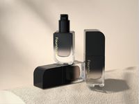 Flacon en verre pour fond de teint liquide personnalisé de 50 ml de qualité supérieure avec estampage à chaud et finition dorée de luxe, pulvérisateur de scellement