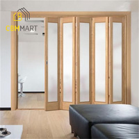 Portes pliantes extérieures en aluminium et chêne blanc CBMmart avec verre clair givré