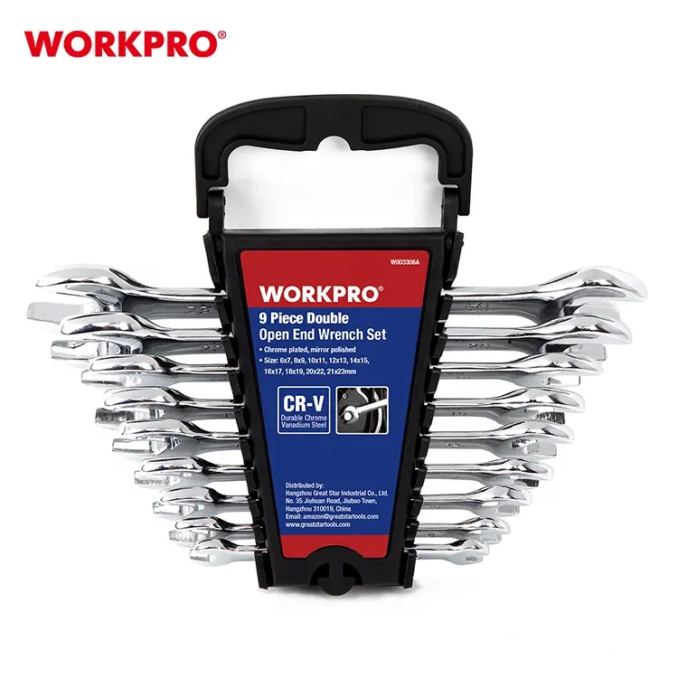 WORKPRO 9PC Free Sample Metric CRV Double Open Spanner Wrench Set