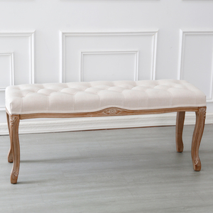 QT240014 fabbrica che vende sedia lunga stile francese imbottita soggiorno lungo <span class=keywords><strong>in</strong></span> <span class=keywords><strong>legno</strong></span> sgabello sedia panca matrimonio - Product Image 1