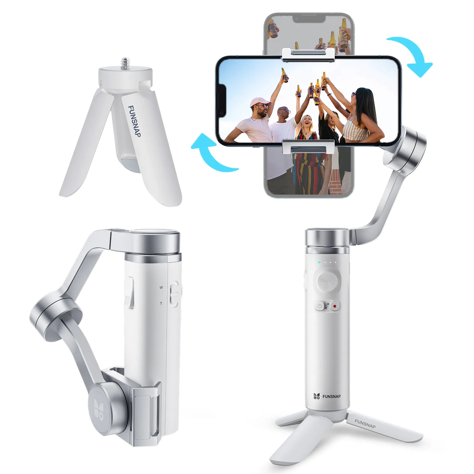 TikTok Hot Sell Funsnap Capture Pi 3Axis video stabilizer gimbal Auto Face Tracking Phone Handheld stabilizers