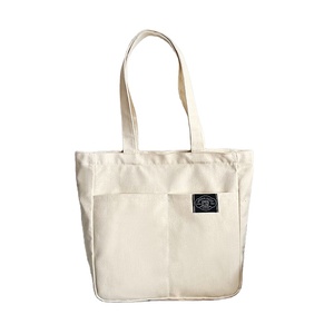 Wholesale Custom Logo Organic Folding <b>Reusable</b> <b>Shopping</b> <b>Bags</b> Large Canvas Tote with Zipper Eco-Friendly Cheap Letter Pattern - Product Image 1