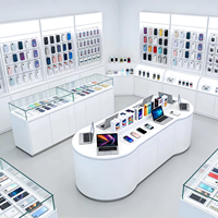 Vitrine de présentation de téléphones en bois massif avec éclairage LED, kiosque pour produits électroniques, vitrine pour centre commercial