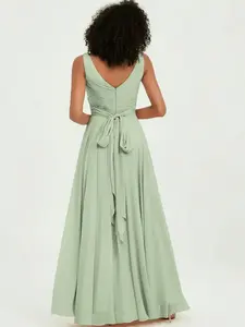الخامس الرقبة الشيفون وصيفة الشرف فساتين طويلة البط الأخضر مخصص زائد حجم فساتين وصيفة الشرف - Product Image 2